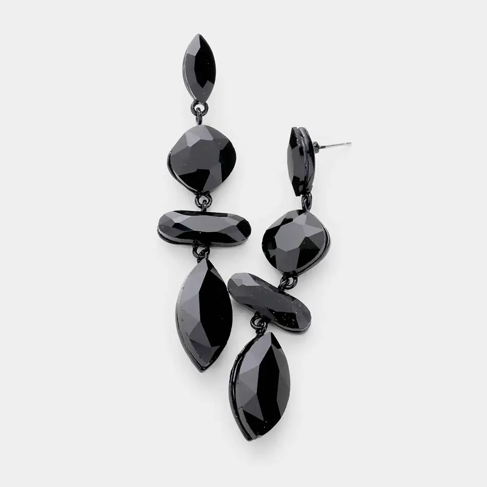Marquise Crystal Drop Black Evening Earrings Marquise Crystal Drop Black Evening Earrings