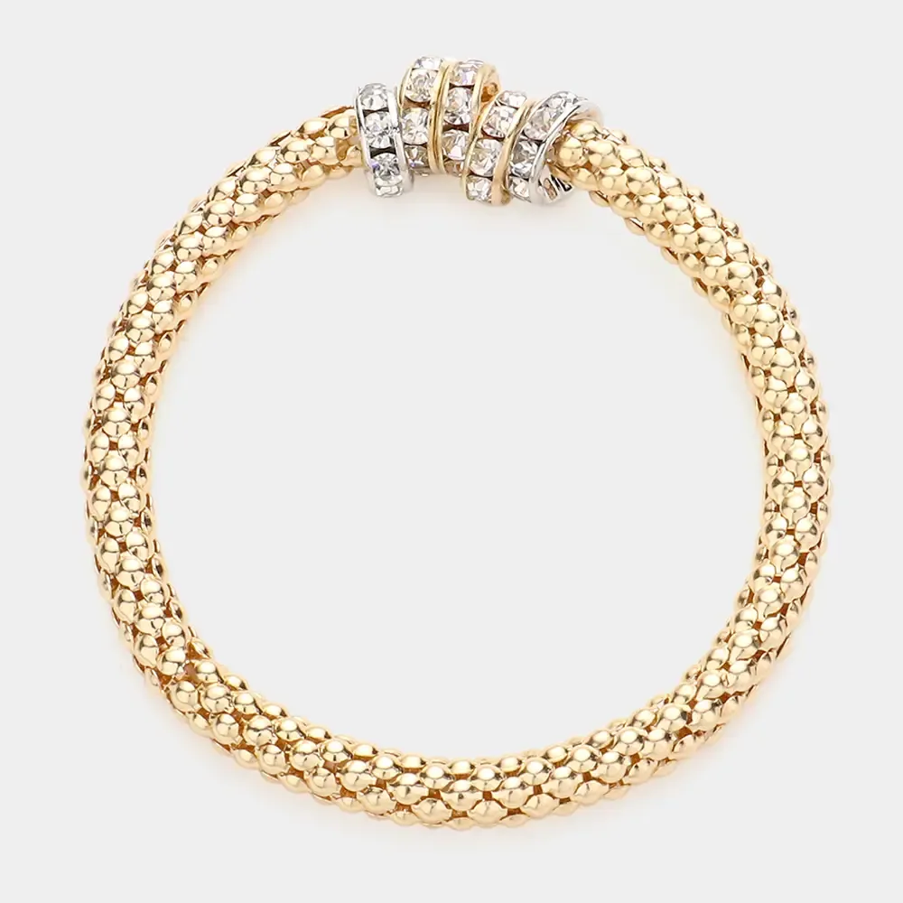 Rhinestone Ring Pointed Stretch Bracelet Gold Rhinestone Ring Pointed Stretch Bracelet Gold