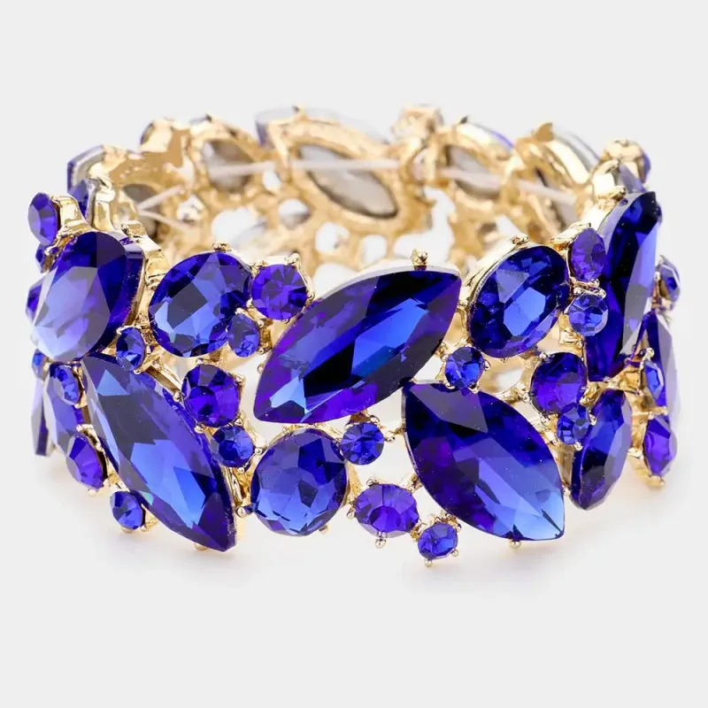 Marquise Crystal Stretch Evening Bracelet Blue Marquise Crystal Stretch Evening Bracelet Blue