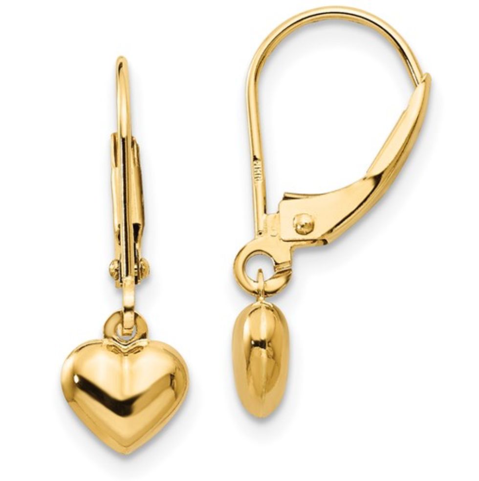 14k Madi K Puffed Polished Heart Drop Leverback Earrings 14k Madi K Puffed Polished Heart Drop Leverback Earrings