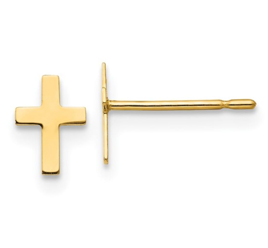 14k Madi K Children's Cross Post Earrings 14k Madi K Children's Cross Post Earrings
