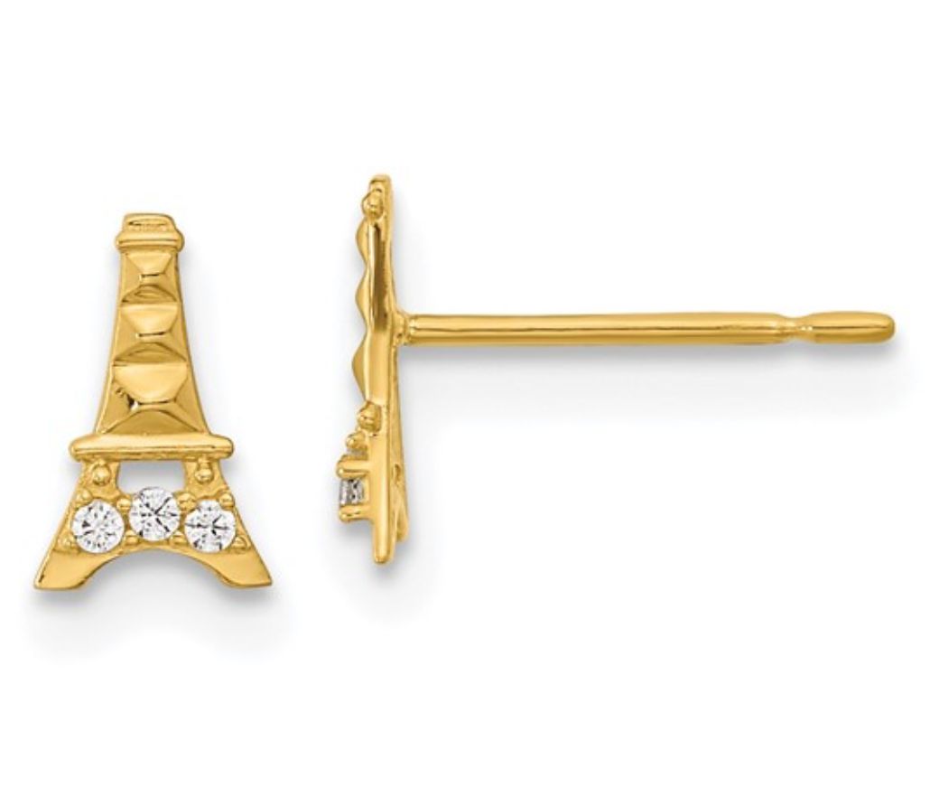 14k Madi K Kids CZ Eiffel Tower Post Earrings 14k Madi K Kids CZ Eiffel Tower Post Earrings