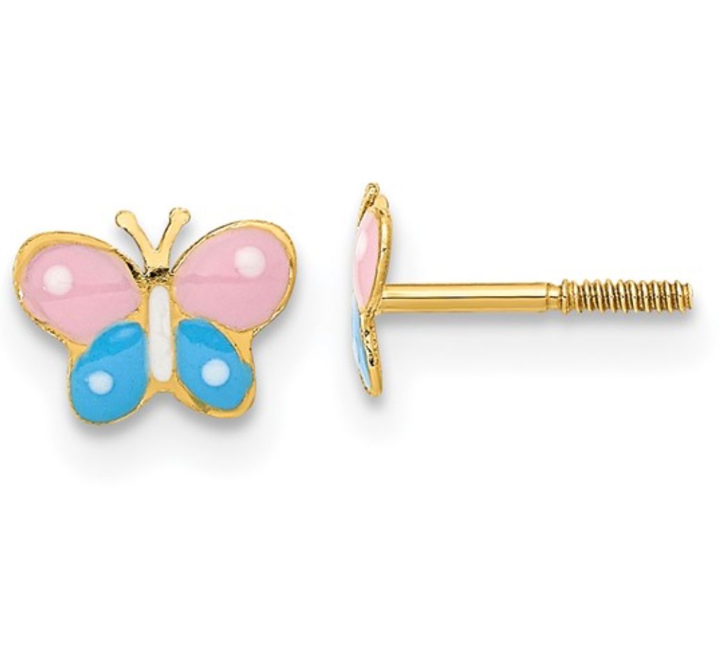 14k Madi K Polished Enameled Butterfly Screwback Post Earrings 14k Madi K Polished Enameled Butterfly Screwback Post Earrings