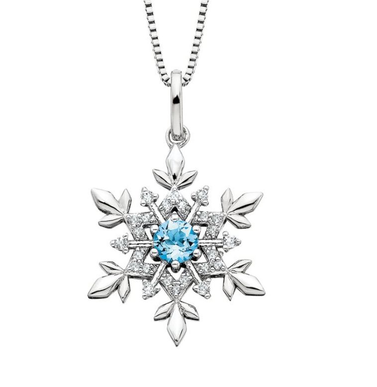 Sterling Silver Sparkle Snowflake Blue and White Topaz Pendant Sterling Silver Sparkle Snowflake Blue and White Topaz Pendant