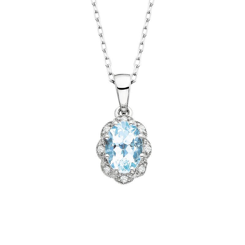 14K White Gold Aquamarine Pendant .05tdw 14K White Gold Aquamarine Pendant .05tdw