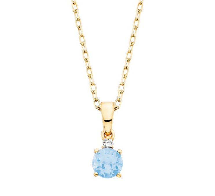 10K Yellow Gold Aquamarine Pendant .01tdw 10K Yellow Gold Aquamarine Pendant .01tdw