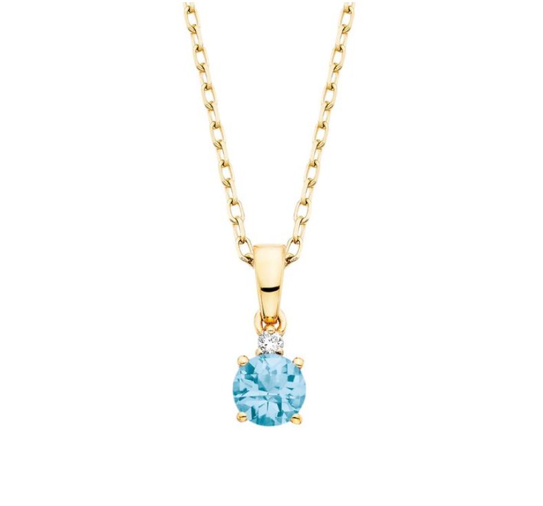 10K Yellow Gold Blue Topaz Pendant .01tdw 10K Yellow Gold Blue Topaz Pendant .01tdw
