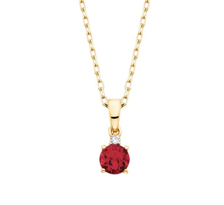 10K Yellow Gold Garnet Pendant .01tdw 10K Yellow Gold Garnet Pendant .01tdw