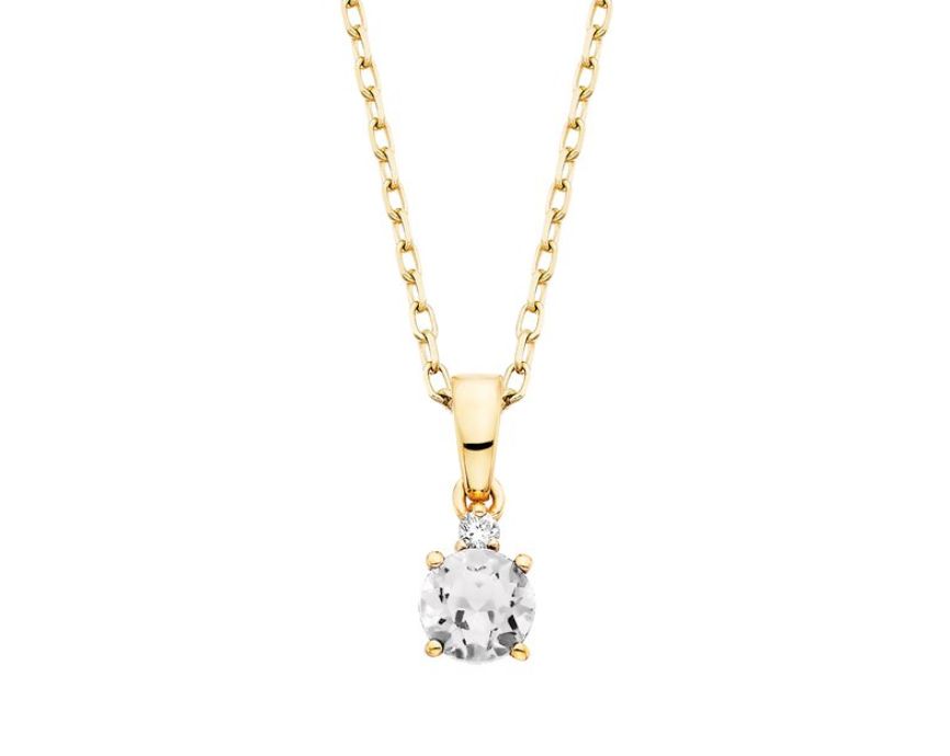 10K Yellow Gold White Topaz Pendant .01tdw 10K Yellow Gold White Topaz Pendant .01tdw