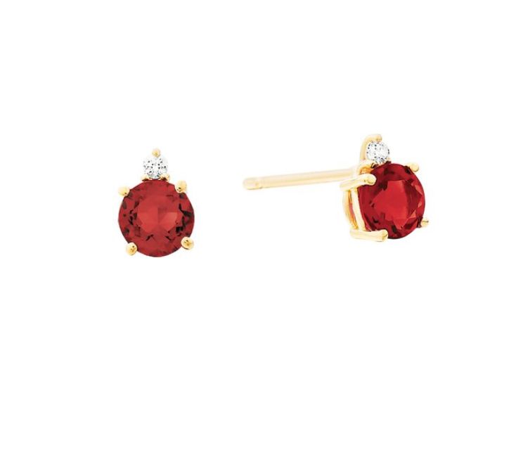 10K Yellow Gold Garnet Earrings .02tdw 10K Yellow Gold Garnet Earrings .02tdw