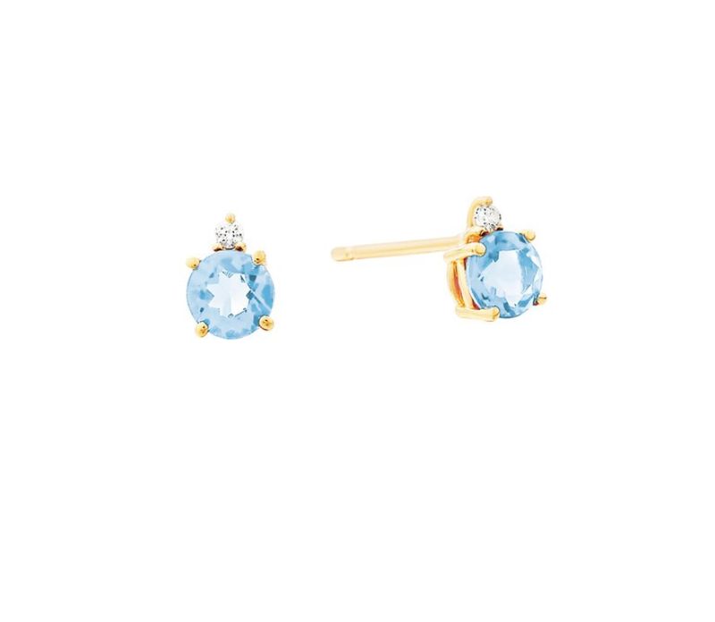 10K Yellow Gold Aquamarine Earrings .02tdw 10K Yellow Gold Aquamarine Earrings .02tdw