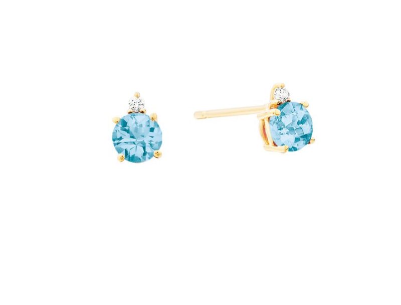 10K Yellow Gold Blue Topaz Earrings .02tdw 10K Yellow Gold Blue Topaz Earrings .02tdw