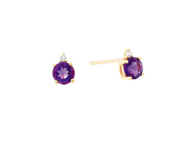 10K Yellow Gold Amethyst Earrings .02tdw 10K Yellow Gold Amethyst Earrings .02tdw