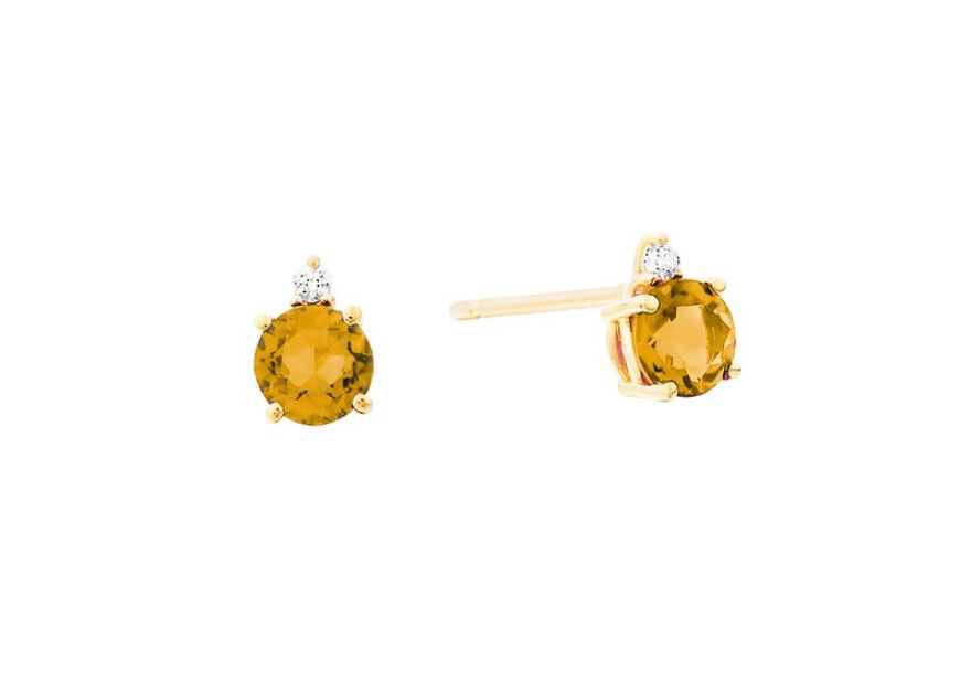 10K Yellow Gold Citrine Earrings .02tdw 10K Yellow Gold Citrine Earrings .02tdw