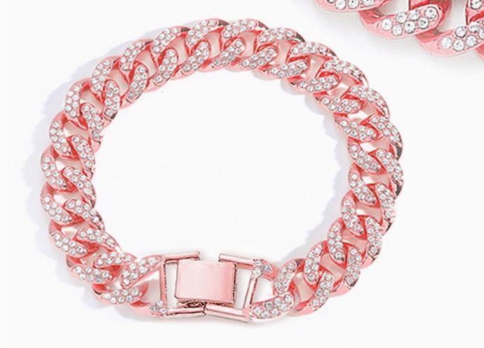 8in Gold Tone Iced Out Cuban Link Bracelet 8in Gold Tone Iced Out Cuban Link Bracelet