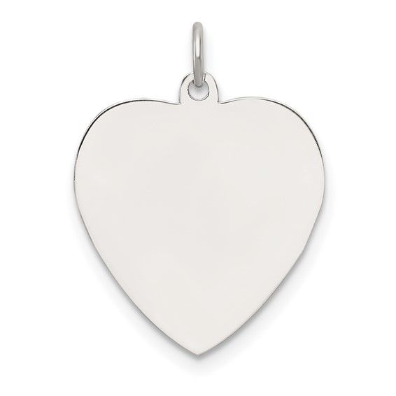 SS Rh-plt Engraveable Heart Polished Front/Satin Back Disc Charm SS Rh-plt Engraveable Heart Polished Front/Satin Back Disc Charm