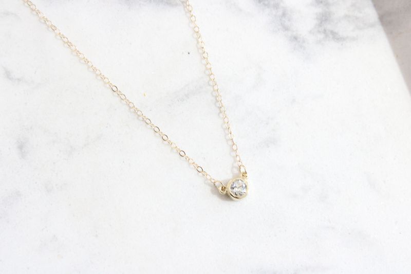 14kt Yellow Gold 1/4ct Diamond Solitaire Bezel Necklace, 16 in 14kt Yellow Gold 1/4ct Diamond Solitaire Bezel Necklace, 16 in