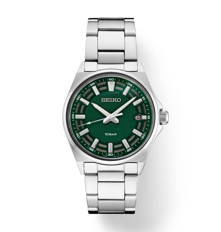Seiko Essentials 40mm Green Face Watch in Stainless Metal Seiko Essentials 40mm Green Face Watch in Stainless Metal