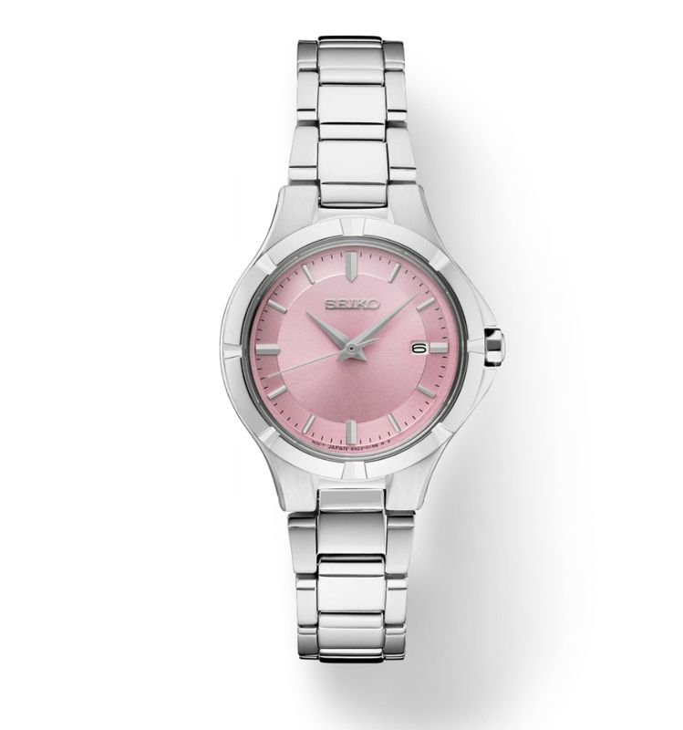 Seiko Essentials Pink Face 27.5mm Stainless Steel Watch Seiko Essentials Pink Face 27.5mm Stainless Steel Watch