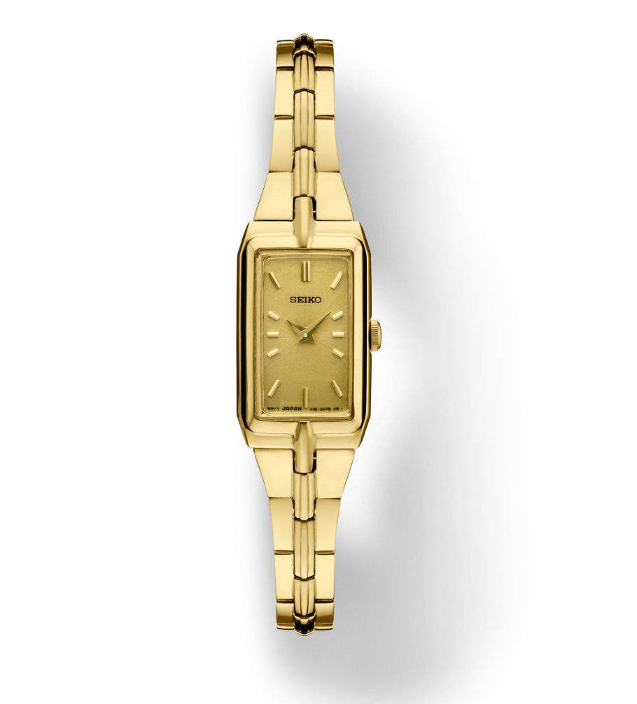 Seiko Essentials Gold Tone Rectangle Face Watch Seiko Essentials Gold Tone Rectangle Face Watch