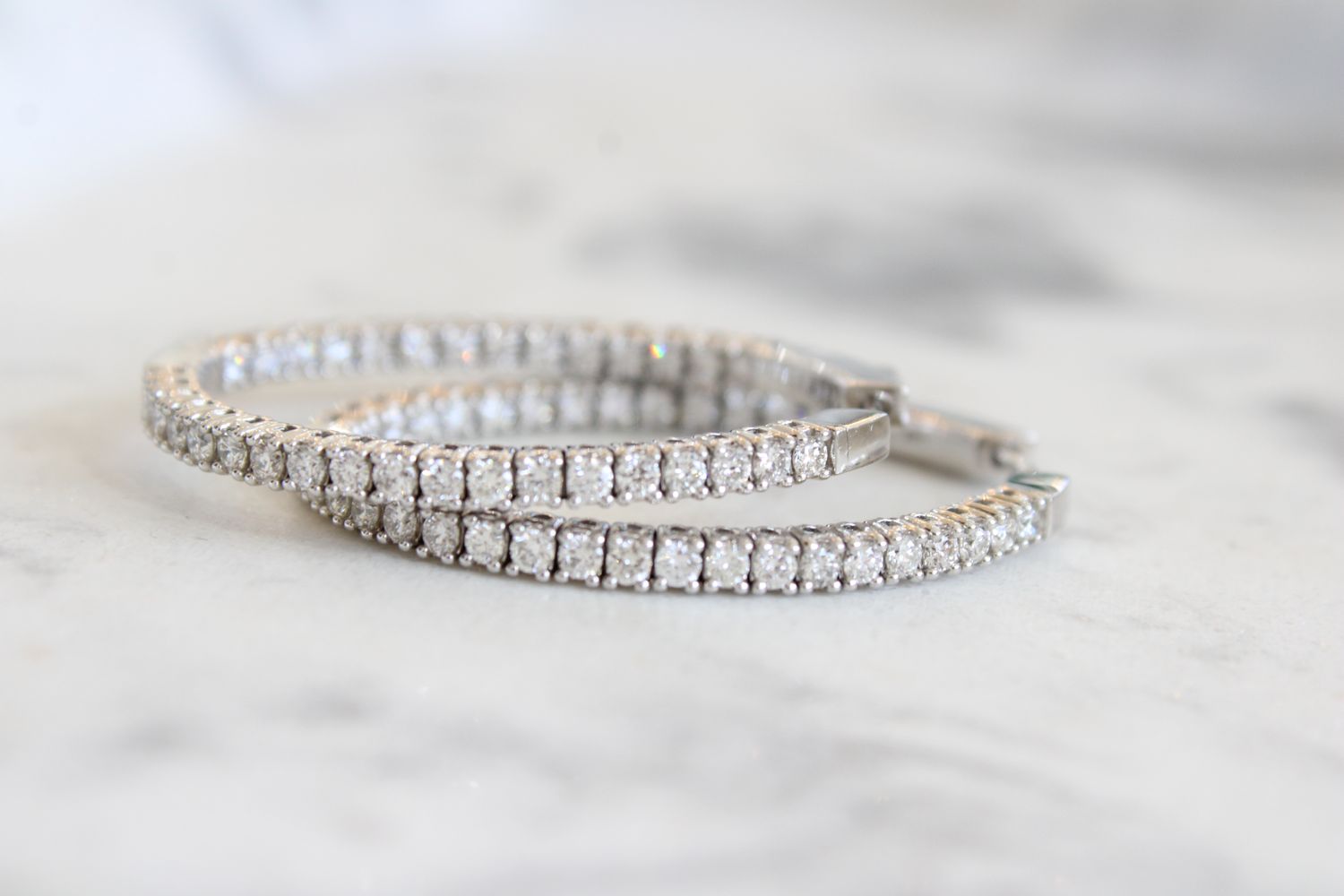 14kt White Gold Best Quality 2ct Inside Out Diamond Hoops 14kt White Gold Best Quality 2ct Inside Out Diamond Hoops