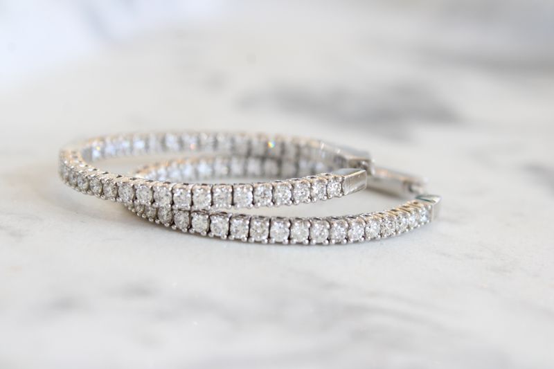 14kt White Gold Best Quality 2ct Inside Out Diamond Hoops 14kt White Gold Best Quality 2ct Inside Out Diamond Hoops