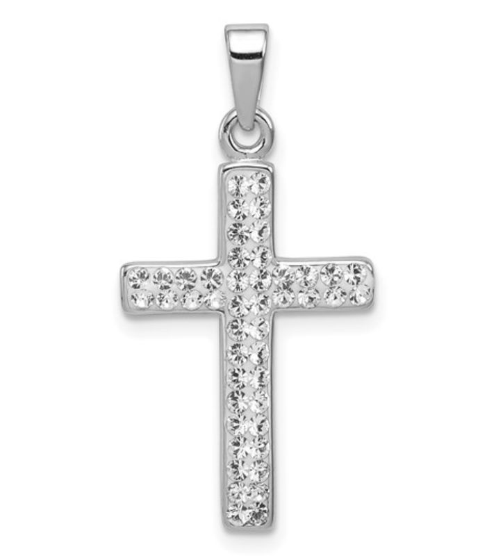 Sterling Silver Rhodium Plated Stellux Crystal Cross Necklace Sterling Silver Rhodium Plated Stellux Crystal Cross Necklace