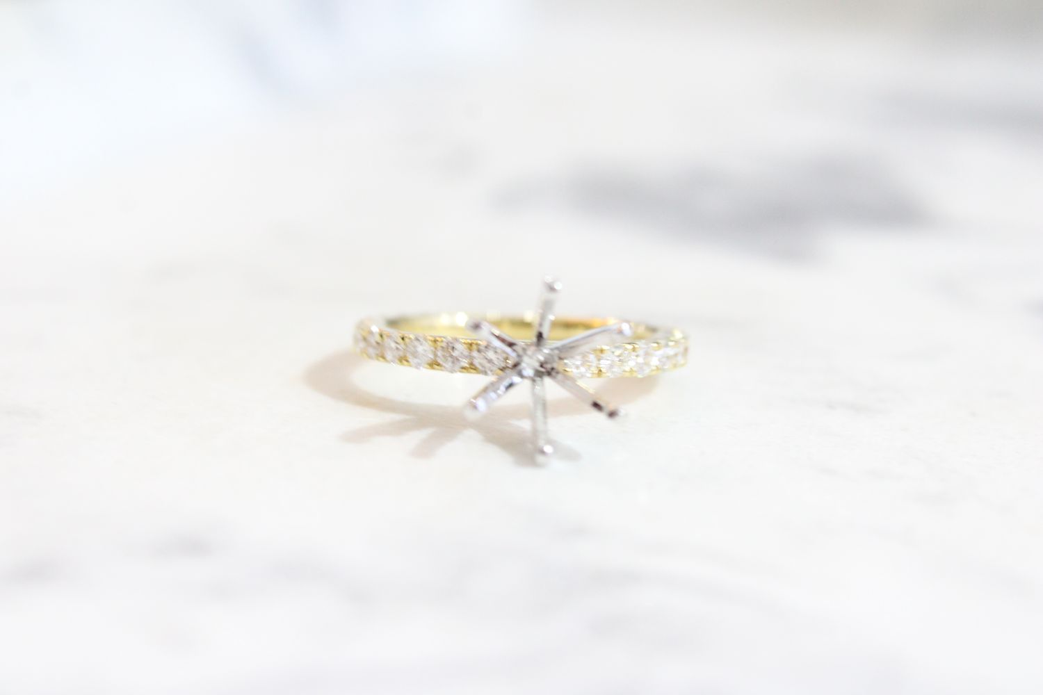 18K Yellow Gold .79ct Straight Diamond Ring Mounting, 24 Round Diamonds 18K Yellow Gold .79ct Straight Diamond Ring Mounting, 24 Round Diamonds