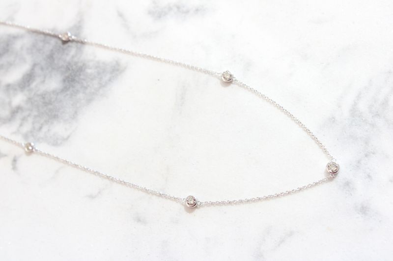 14kt White Gold 5 Station .37ct Diamond Necklace, 16in plus 2in Extender 14kt White Gold 5 Station .37ct Diamond Necklace, 16in plus 2in Extender