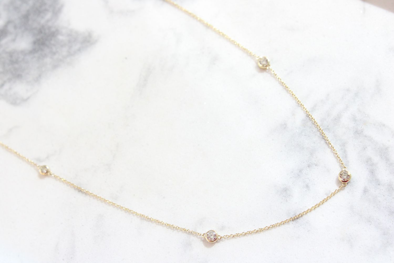 14kt Yellow Gold 5 Diamond .39ct Station Necklace, 16in with 2in Extender 14kt Yellow Gold 5 Diamond .39ct Station Necklace, 16in with 2in Extender