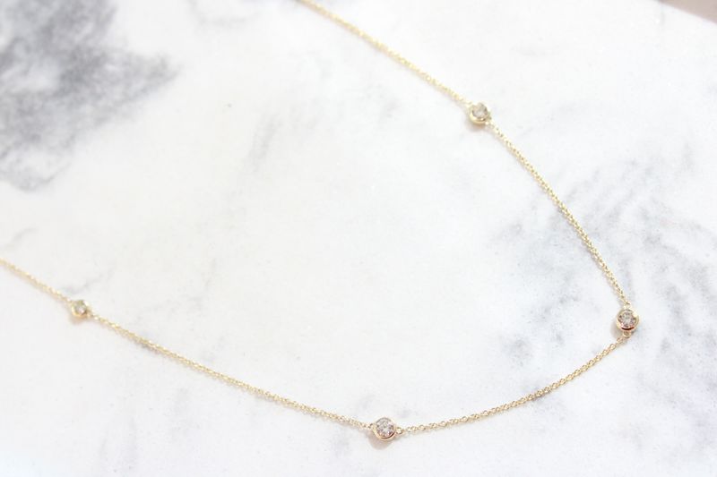 14kt Yellow Gold 5 Diamond .39ct Station Necklace, 16in with 2in Extender 14kt Yellow Gold 5 Diamond .39ct Station Necklace, 16in with 2in Extender