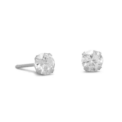 Sterling Silver 5mm Clear CZ Stud Earrings Sterling Silver 5mm Clear CZ Stud Earrings