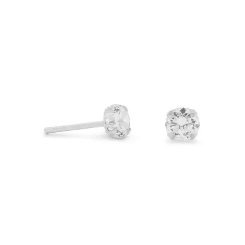 Sterling Silver 4mm Clear CZ Stud Earrings Sterling Silver 4mm Clear CZ Stud Earrings