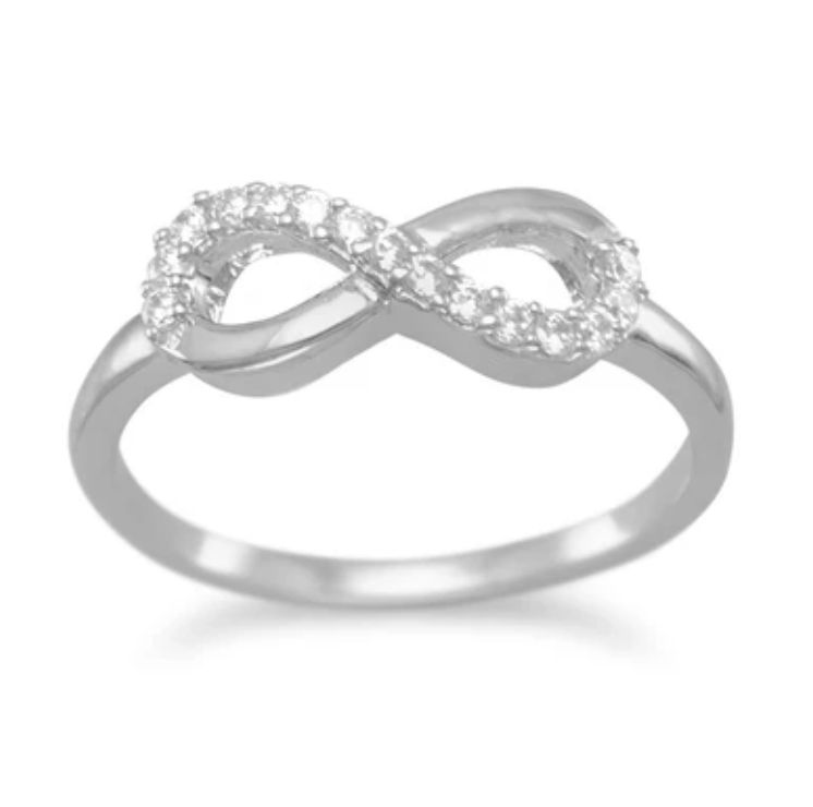 Sterling Silver Rhodium Plated CZ Infinity Ring Sterling Silver Rhodium Plated CZ Infinity Ring