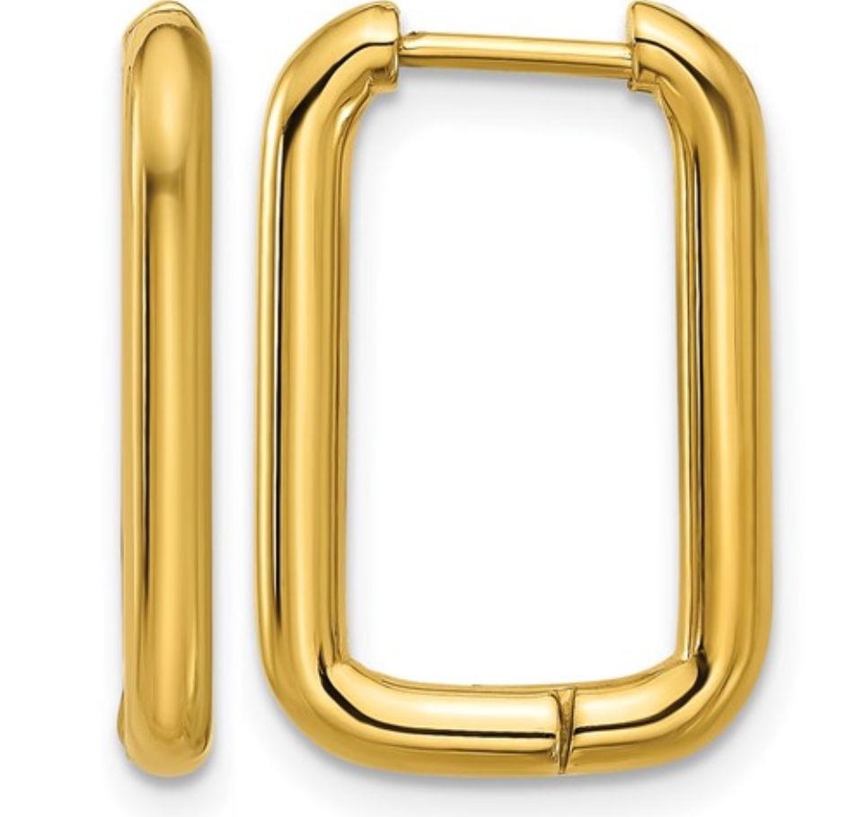 Stainless Steel Polished Yellow IP 2.5mm Square Hinged Hoop Earrings Stainless Steel Polished Yellow IP 2.5mm Square Hinged Hoop Earrings