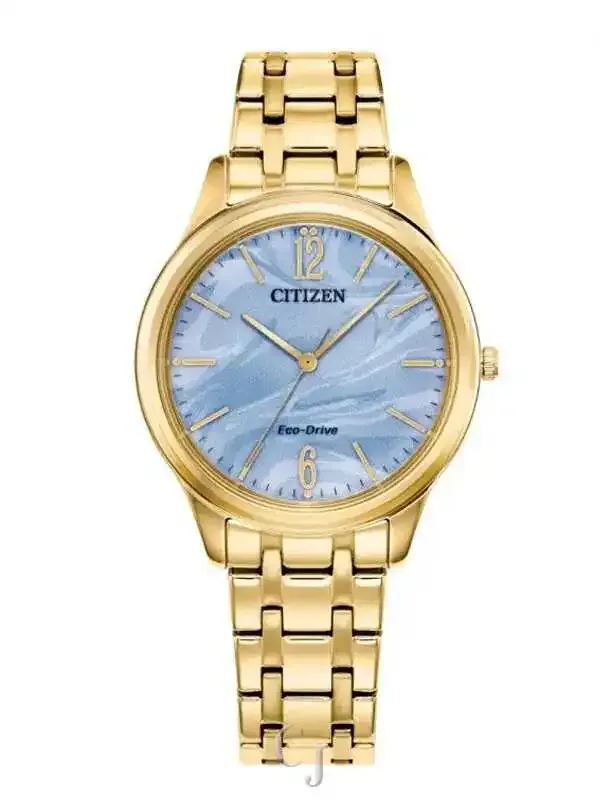 Ladies Ecodrive Gold Tone Blue Dial Watch Ladies Ecodrive Gold Tone Blue Dial Watch