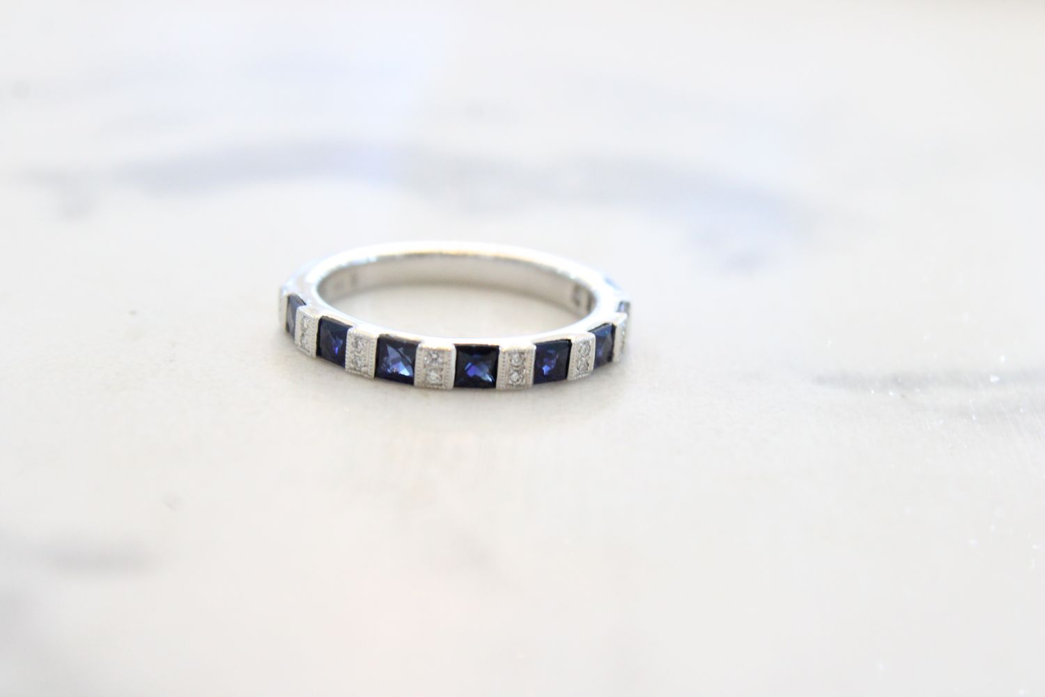 14K White Gold 1.10ct Sapphire and Diamond .08ct Ring 14K White Gold 1.10ct Sapphire and Diamond .08ct Ring