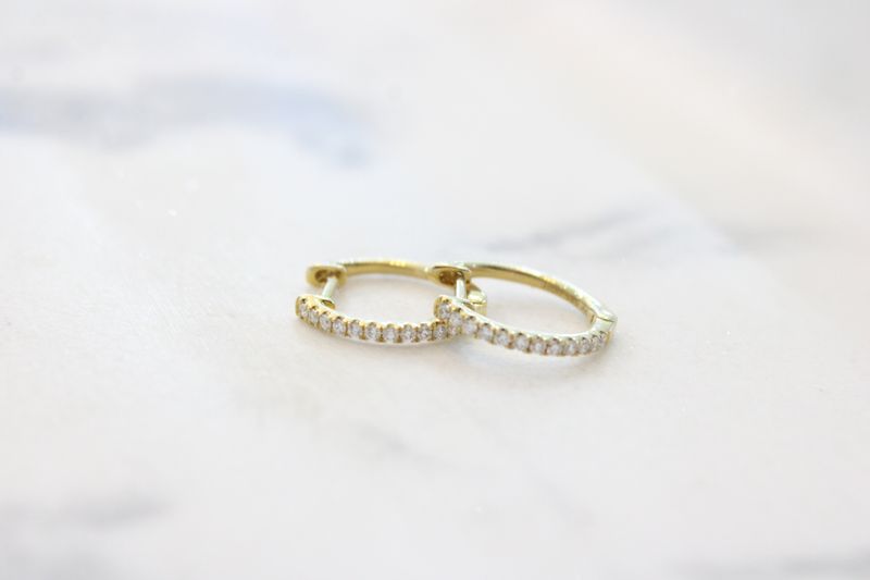 14K Yellow Gold Diamond Huggie Hoop Earrings .14ctw 14K Yellow Gold Diamond Huggie Hoop Earrings .14ctw