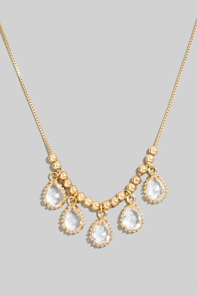 Glass Tear Charms Chain Necklace Glass Tear Charms Chain Necklace