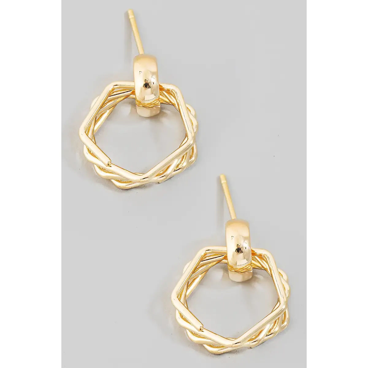 Layered Hexagon Cutout Earrings Layered Hexagon Cutout Earrings