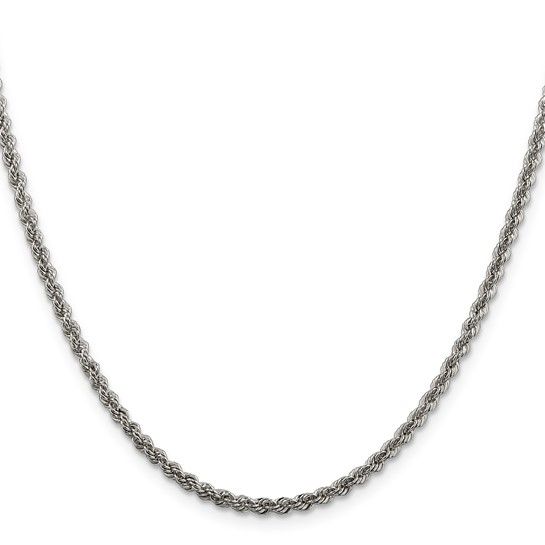 Sterling Silver 2.5mm Solid Rope Chain, 22in Sterling Silver 2.5mm Solid Rope Chain, 22in