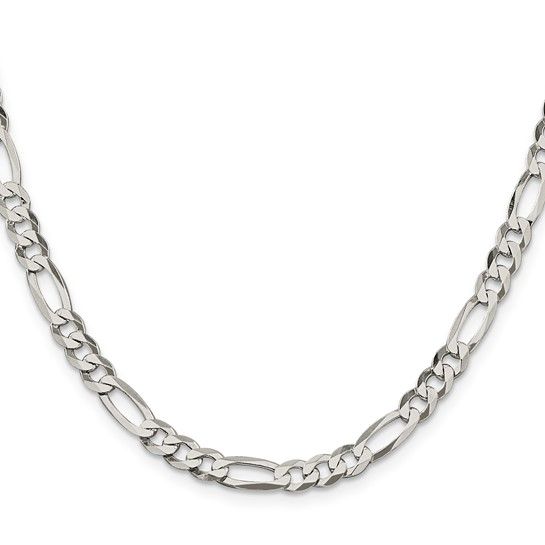 Sterling Silver 5.5mm Lightweight Flat Figaro Chain, 20 Sterling Silver 5.5mm Lightweight Flat Figaro Chain, 20