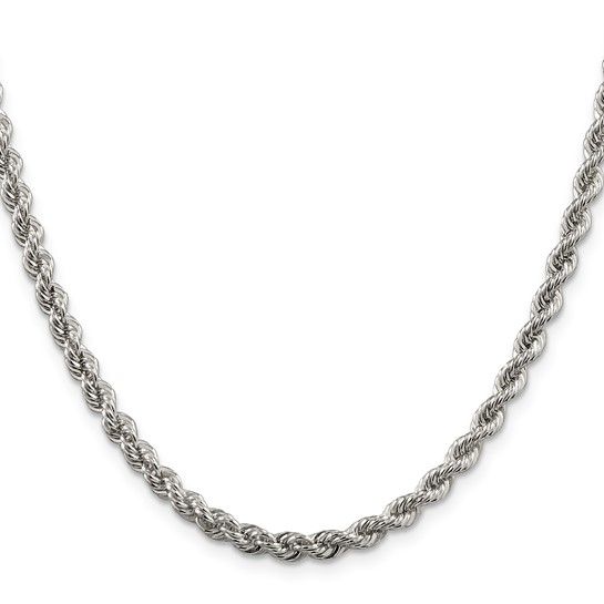 Sterling Silver 4.3mm Solid Rope Chain, 22in Sterling Silver 4.3mm Solid Rope Chain, 22in