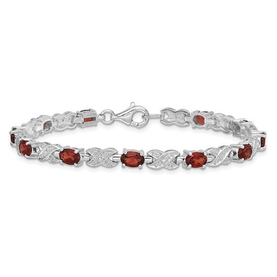 Sterling Silver Rhodium-plated Garnet Bracelet Sterling Silver Rhodium-plated Garnet Bracelet