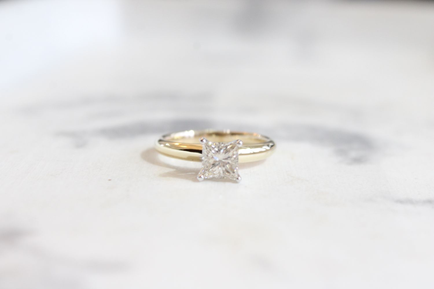 14kt Yellow Gold 1.01ct Princess Cut Champaign Diamond Solitaire, VS1, M 14kt Yellow Gold 1.01ct Princess Cut Champaign Diamond Solitaire, VS1, M