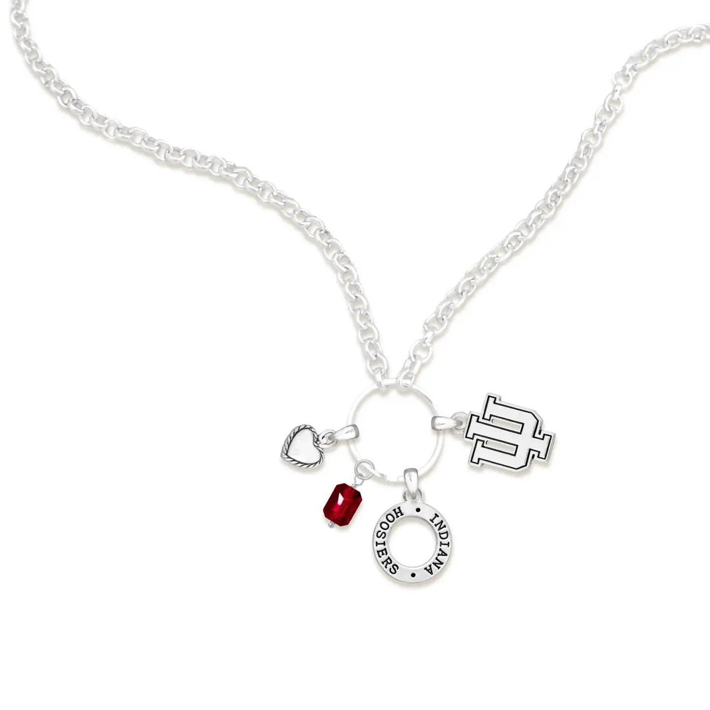 Indiana Hoosiers Silver Tone Charm Necklace Indiana Hoosiers Silver Tone Charm Necklace
