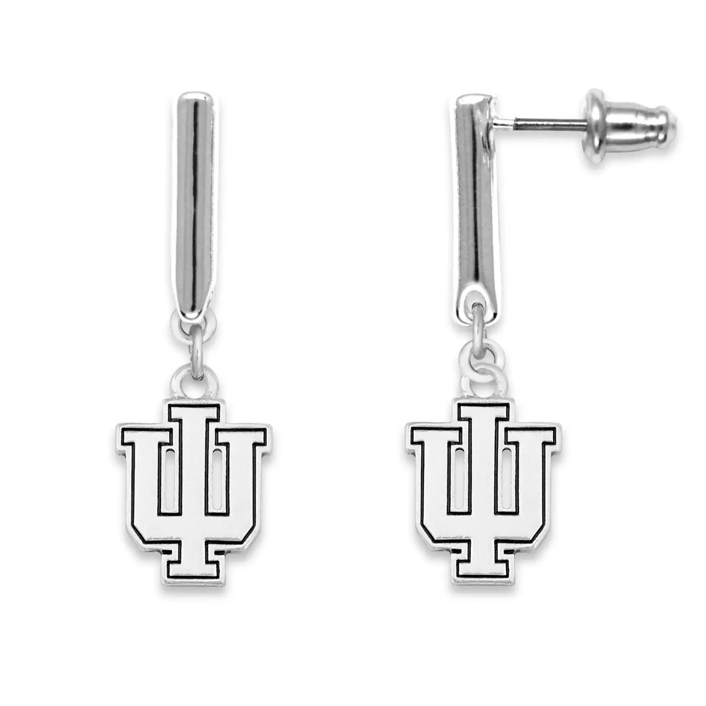Indiana Hoosiers Silver-Tone Bar Earrings Indiana Hoosiers Silver-Tone Bar Earrings