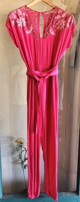 Vintage Rayon Pink Jumpsuit / 1970’s or 80’s