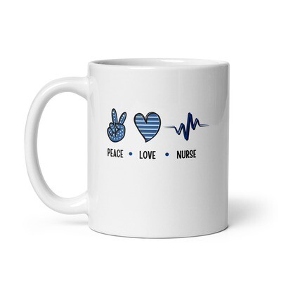Peace &amp; Love Nurse Glossy Mug