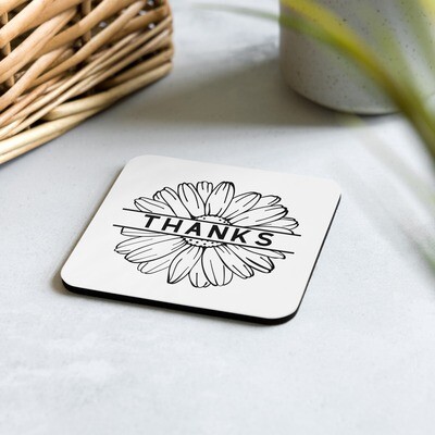 Thanks Cork-Back Coaster (Single)